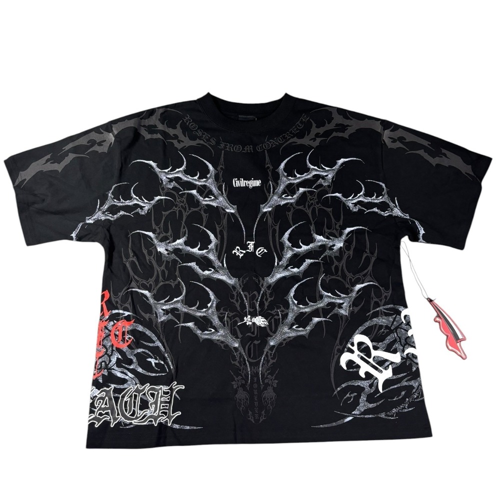 Civil Regime x Bleach Zangetsu 199X Oversized Black Graphic Tee Shirt Large NWT